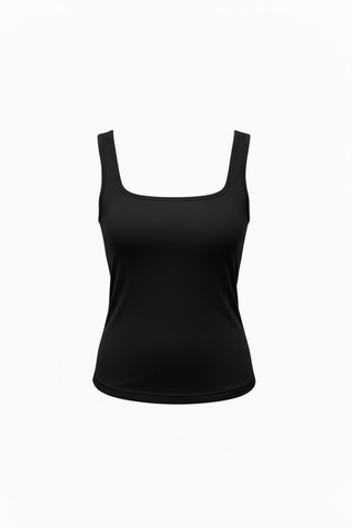 The Olive Basics Esther Easy Latch Tank Bundle features black and terracotta sleeveless bamboo tops with square necklines and soft textures, shown on a plain white background.