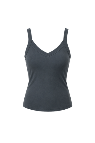 The Diana V-Neck Reversible Tank Bundle by Olive Basics features grey-green and brown ribbed tanks with wide straps and a flattering V-neck, shown against a white background.